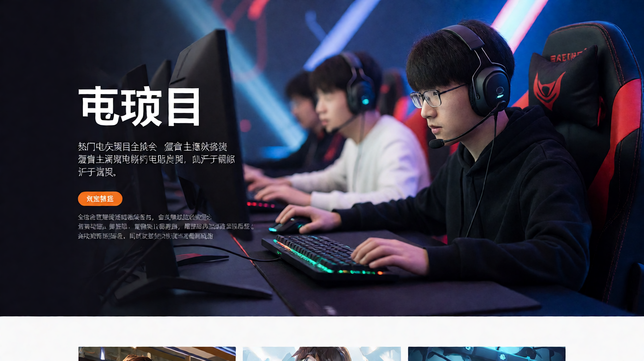 电竞比赛现场，选手在专业电竞场馆中激烈竞技